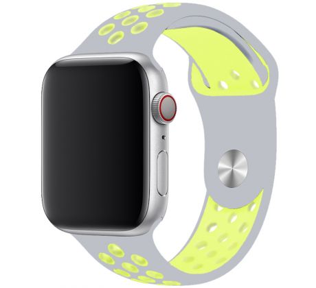 Řemínek pro Apple Watch (38/40/41mm) Sport, grey-yellow  (velikost S)