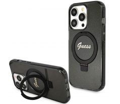 Original   GUESS GUHMP15LHRSGSK  iPhone 15 Pro (Compatible with Magsafe / Glitter Script Logo / Ring stand / cerný)