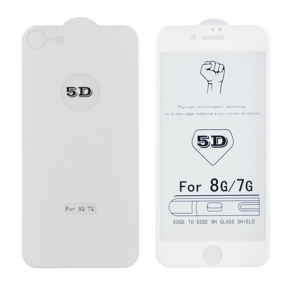 5D přední a zadní ochranné sklo pro Apple iPhone 7 Plus / 8 Plus - bílé