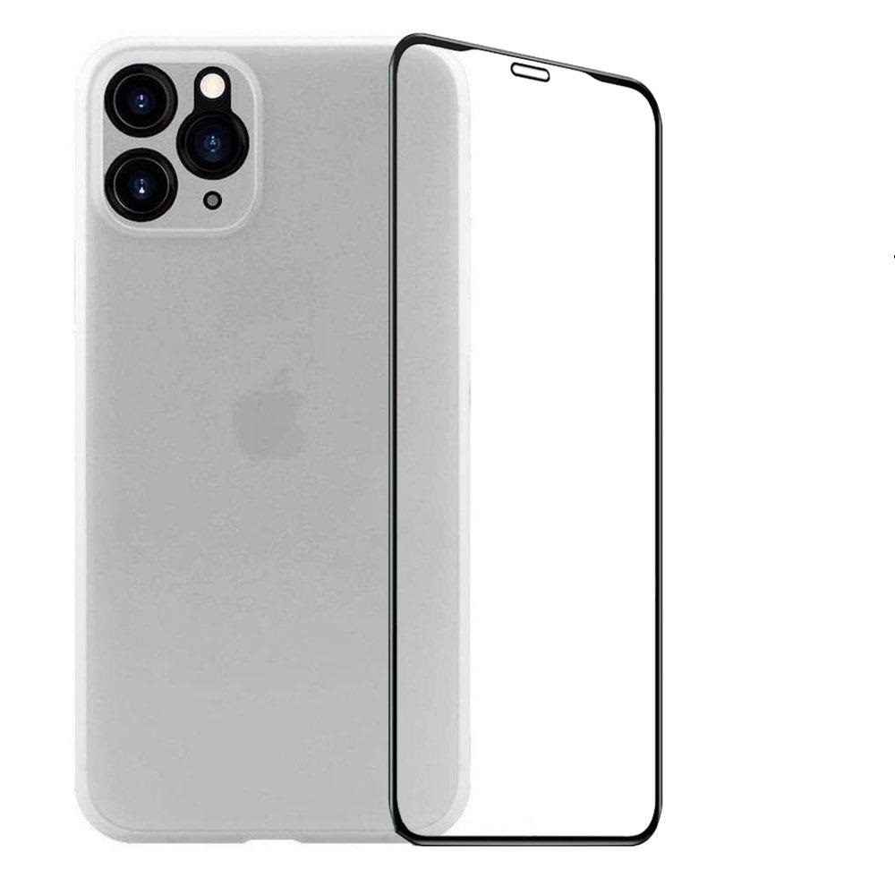 2PACK - 3D ochranné sklo + bílý matný ultratenký kryt pro iPhone 11 Pro