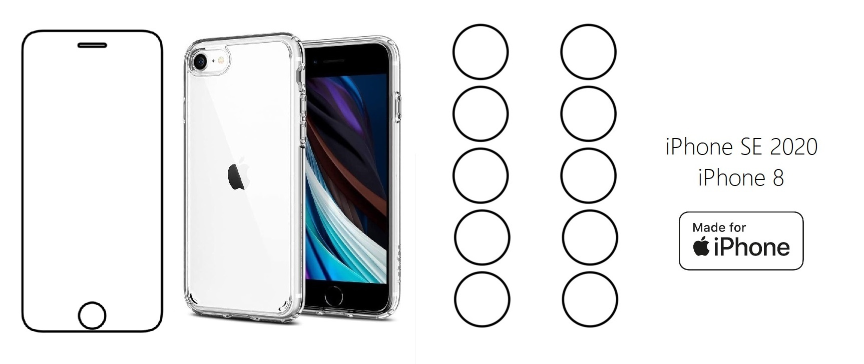 START PACK - hydrogel ochranná fólie + 10ks folie na zadní kameru + transparentní kryt pro iPhone 8/SE 2020/2022
