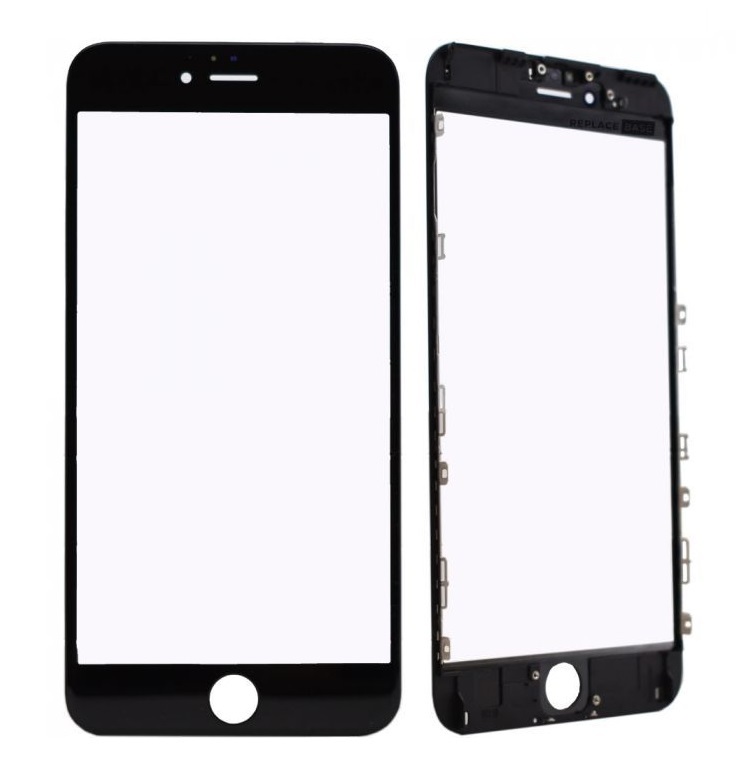 Oleofobní náhradní černé přední sklo s rámem na iPhone 6