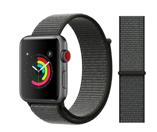 Řemínek pro Apple Watch (42/44/45mm) Nylon, grey-black