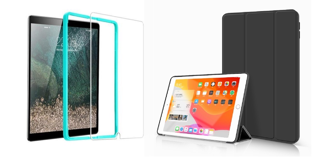 Trifold Smart Case - kryt se stojánkem pro iPad mini 1/2/3 - černý + Ochranné tvrzené sklo s instalačním rámečkem