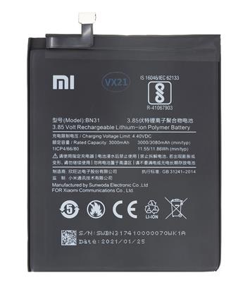 OEM Xiaomi Mi A1, Redmi Note 5A Prime - baterie BN31 3080 mAh