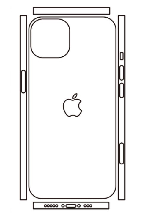 Hydrogel - matná zadní ochranná fólie (full cover) - iPhone 13, typ výřezu 7