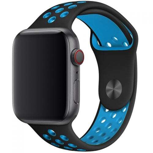 Řemínek pro Apple Watch (38/40/41mm) Sport, black-light blue (velikost L)