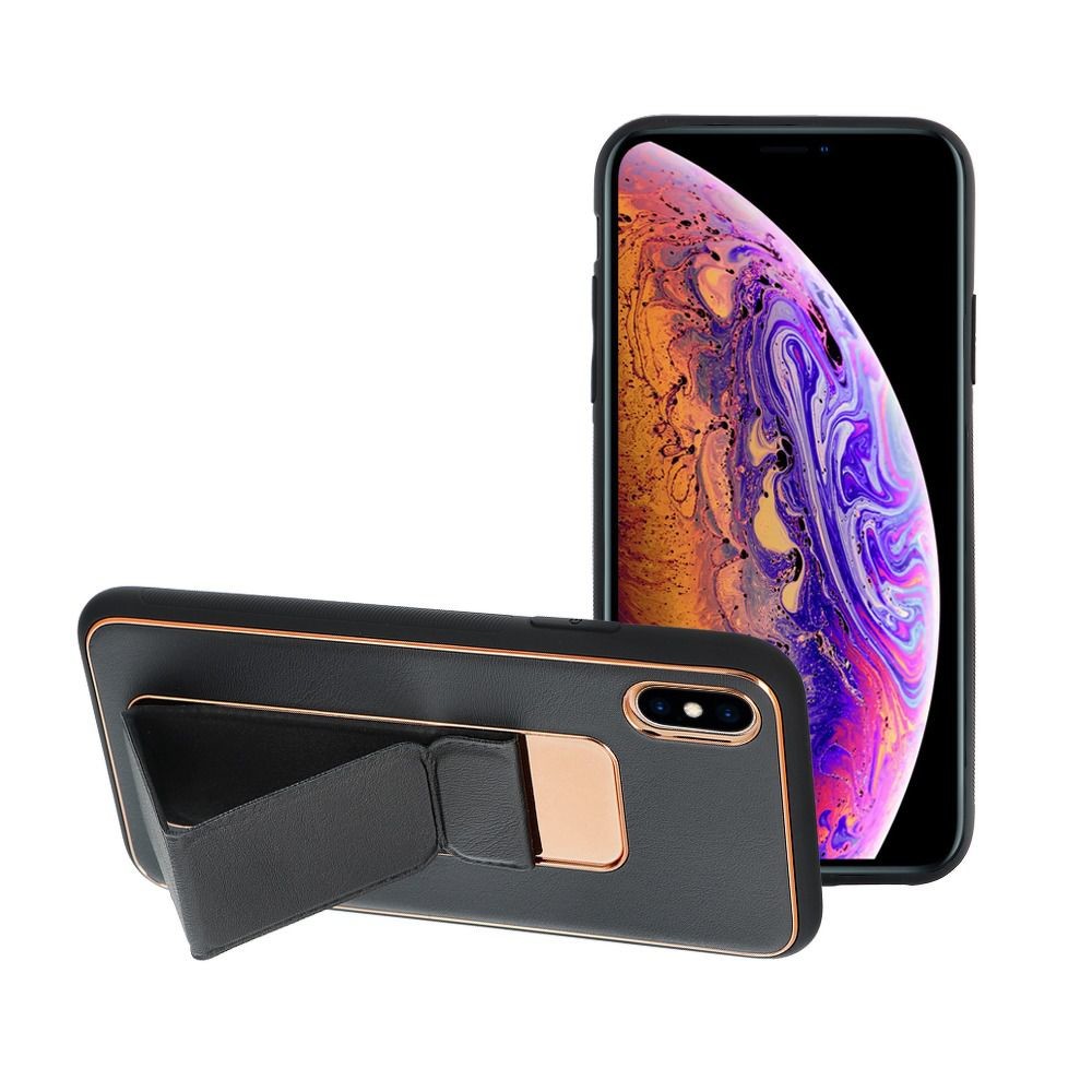 Forcell LEATHER Case Kickstand  iPhone X černý