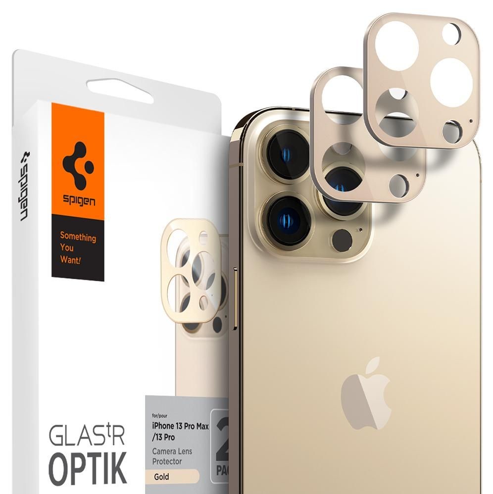 OCHRANNÉ SKLO ZADNÍ KAMERY SPIGEN OPTIK.TR CAMERA PROTECTOR 2-PACK iPhone 13 Pro / 13 Pro Max GOLD