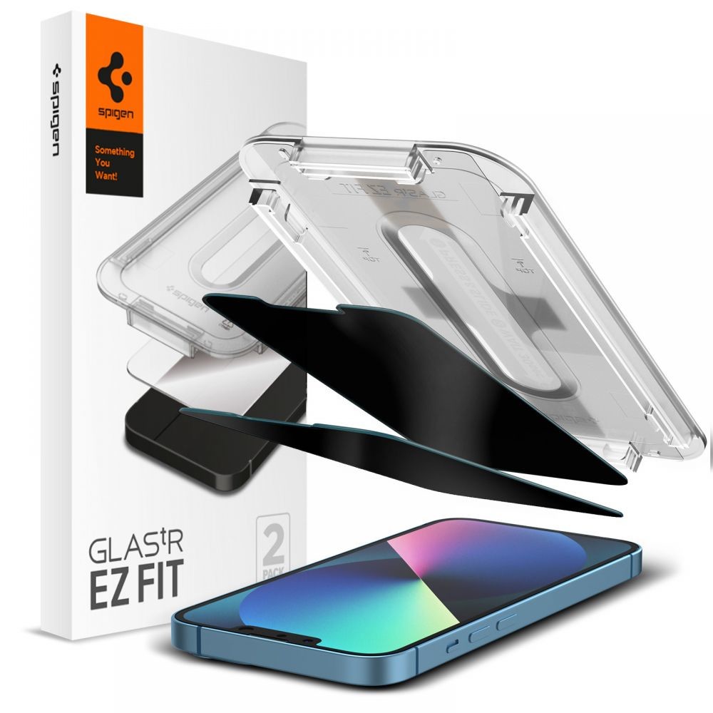 ANTI-SPY OCHRANNÉ TVRZENÉ SKLO SPIGEN GLAS.TR ”EZ FIT” 2-PACK iPhone 13 Pro Max/ 14 Plus PRIVACY