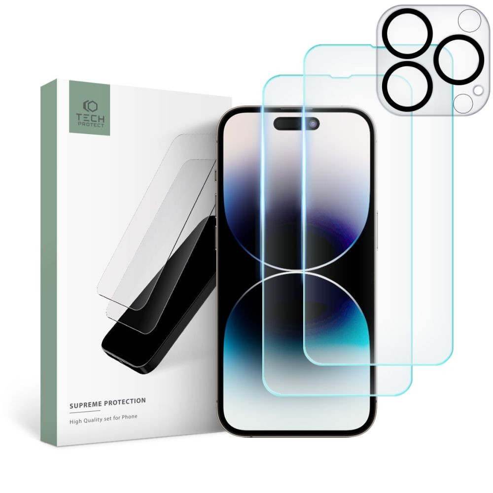 3PACK OCHRANNÝCH SKEL TECH-PROTECT SUPREME SET iPhone 14 Pro CLEAR