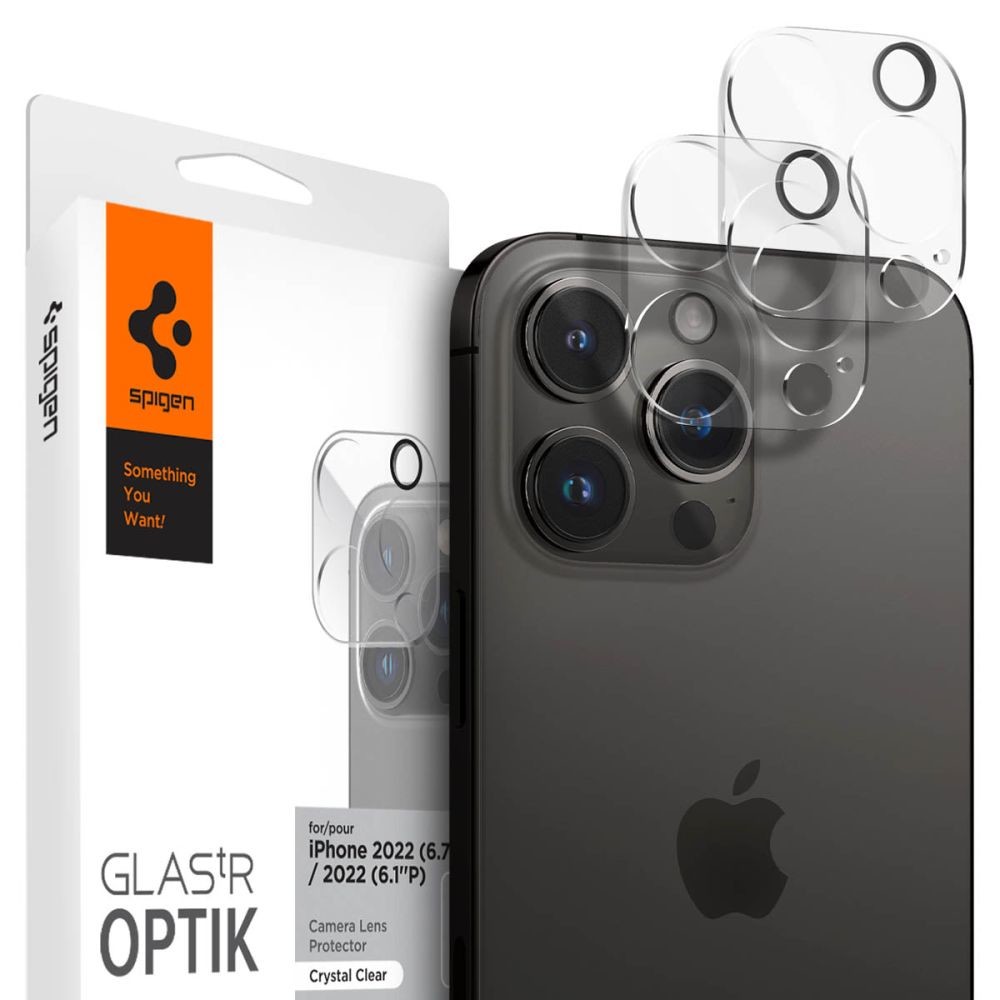 OCHRANNÉ SKLO ZADNÍ KAMERY SPIGEN OPTIK.TR CAMERA PROTECTOR 2-PACK iPhone 14 Pro / 14 Pro Max CRYSTAL CLEAR