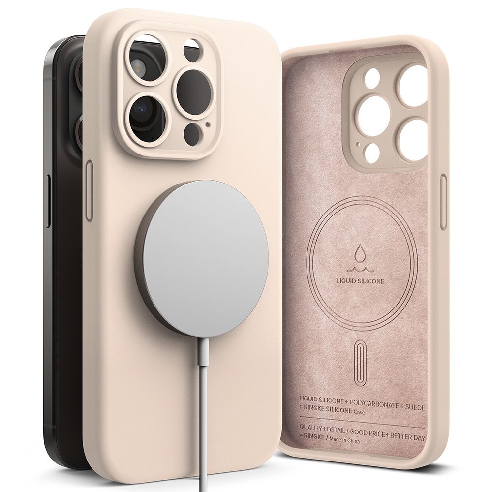 KRYT RINGKE SILICONE MAGNETIC MAGSAFE iPhone 15 Pro Max PINK SAND