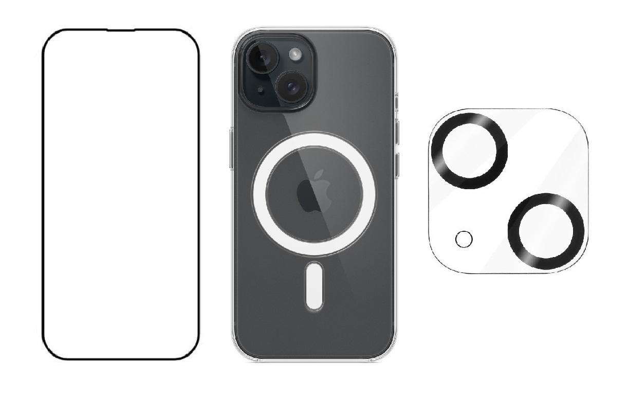 3PACK - Hydrogel + Crystal Air kryt s MagSafe + ochranné sklíčko kamery pro iPhone 15
