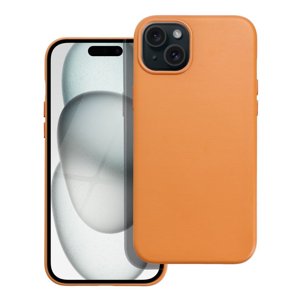 Kožený kryt Mag Cover  iPhone 15 Plus orange
