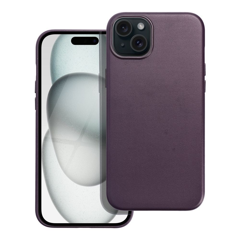 Kožený kryt Mag Cover  iPhone 15 Plus  fialový