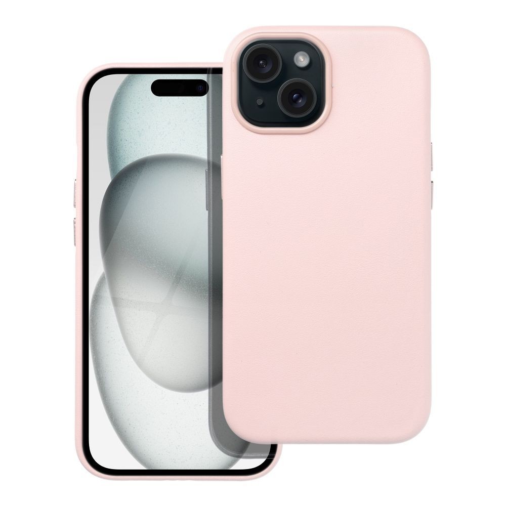 Kožený kryt Mag Cover  iPhone 15 sand ružový