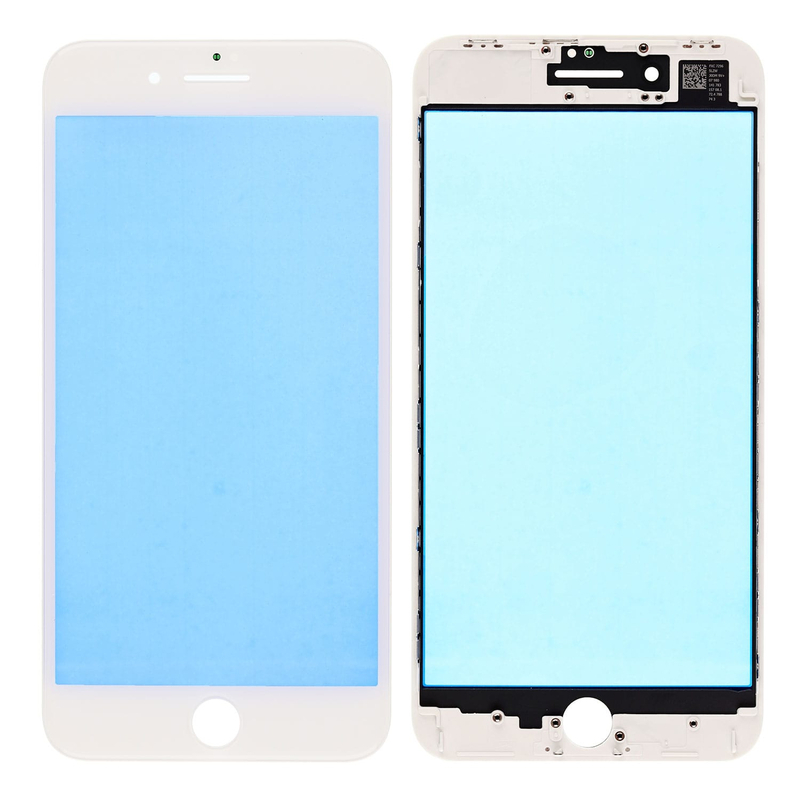 Oleofobní náhradní bílé přední sklo s rámem na iPhone 8 Plus