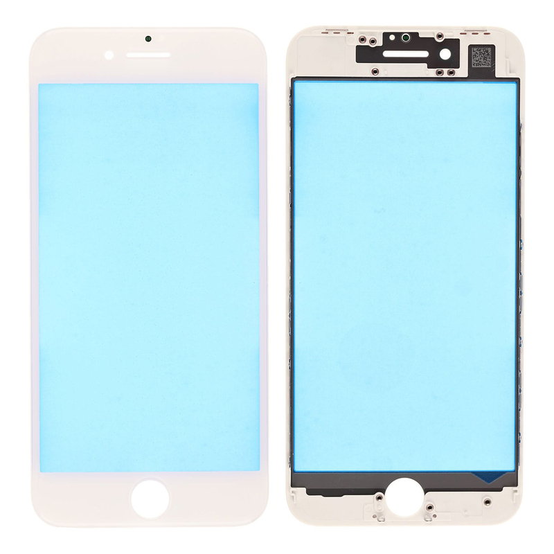 Oleofobní náhradní bílé přední sklo s rámem na iPhone 8