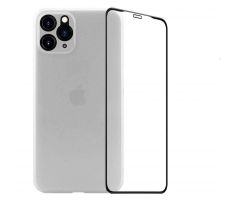 2PACK - 3D ochranné sklo + bílý matný ultratenký kryt pro iPhone 11 Pro