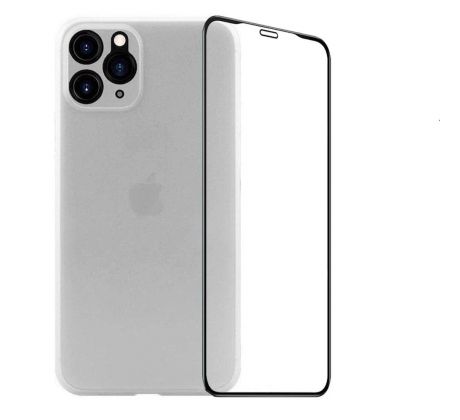 2PACK - 3D ochranné sklo + bílý matný ultratenký kryt pro iPhone 11 Pro