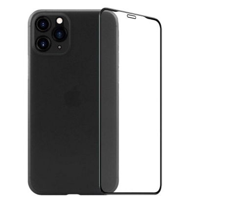2PACK - 3D ochranné sklo + černý matný ultratenký kryt pro iPhone 11 Pro