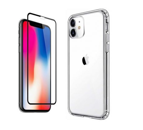 2PACK - 3D ochranné sklo + transparentní kryt pro iPhone 11