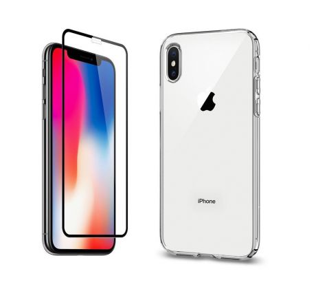 2PACK - 3D ochranné sklo + transparentní kryt pro iPhone XS Max