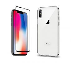 2PACK - 3D ochranné sklo + transparentní kryt pro iPhone X/XS