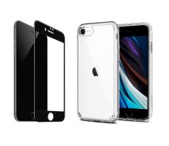 2PACK - 3D černé ochranné sklo + transparentní kryt pro iPhone 7/8/SE 2020