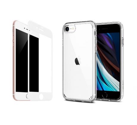 2PACK - 3D bílé ochranné sklo + transparentní kryt pro iPhone 7/8/SE 2020/2022