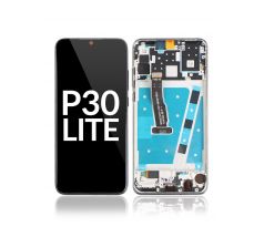 LCD displej + dotyková plocha pro Huawei P30 Lite, s rámem - modrý