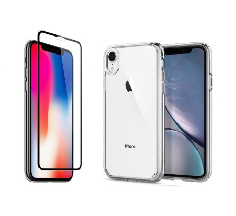 2PACK - 3D ochranné sklo + transparentní kryt pro iPhone XR