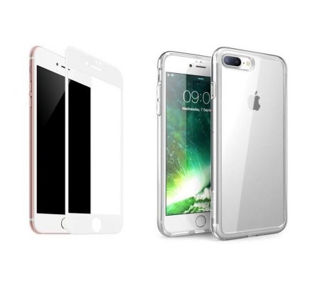 2PACK - 3D bílé ochranné sklo + transparentní kryt pro iPhone 7 Plus/8 Plus