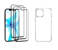 4PACK - 3x ochranné tvrzené sklo + průsvitný kryt - iPhone 12 Pro Max