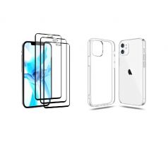 4PACK - 3x ochranné tvrzené sklo + průsvitný kryt - iPhone 12