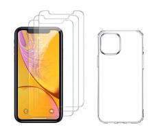 4PACK - 3x ochranné tvrzené sklo (s horním výřezem na přední kameru) + průsvitný kryt - iPhone 12 Pro Max