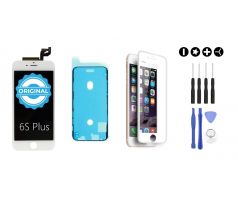 MULTIPACK - ORIGINAL Bílý LCD displej pro iPhone 6S Plus + LCD adhesive (lepka pod displej) + 3D ochranné sklo + sada nářadí