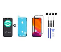 MULTIPACK - Černý LCD displej pro iPhone XS Max + screen adhesive (lepka pod displej) + 3D ochranné sklo + sada nářadí