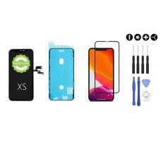 MULTIPACK - Černý OLED displej pro iPhone XS + screen adhesive (lepka pod displej) + 3D ochranné sklo + sada nářadí