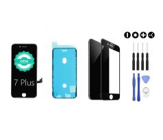 MULTIPACK - Černý LCD displej pro iPhone 7 Plus + LCD adhesive (lepka pod displej) + 3D ochranné sklo + sada nářadí