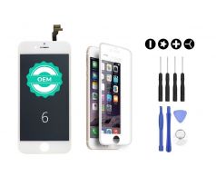 MULTIPACK - Bílý LCD displej pro iPhone 6 + 3D ochranné sklo + sada nářadí