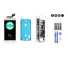 MULTIPACK - Bílý LCD displej pro iPhone 6S + LCD adhesive (lepka pod displej) + 3D ochranné sklo + sada nářadí