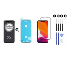 MULTIPACK - Černý SOFT OLED displej pro iPhone XS + screen adhesive (lepka pod displej) + 3D ochranné sklo + sada nářadí
