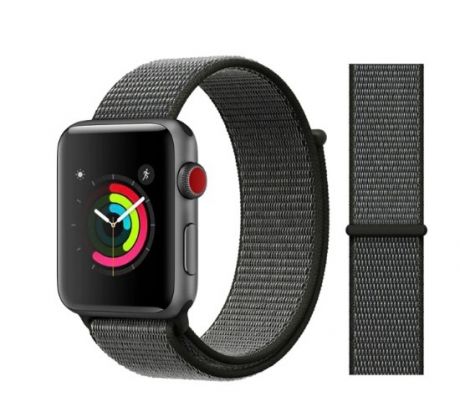 Řemínek pro Apple Watch (42/44/45mm) Nylon, grey-black 