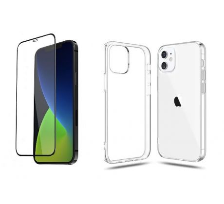 2PACK - 3D ochranné sklo + transparentní kryt pro iPhone 12 mini