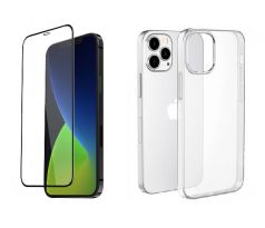 2PACK - 3D ochranné sklo + transparentní kryt pro iPhone 12 Pro