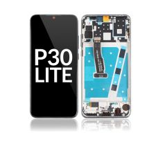 LCD displej + dotyková plocha pro Huawei P30 Lite, s rámem - černý, 48MPX verze (MAR-LX1A, MAR-L21A)