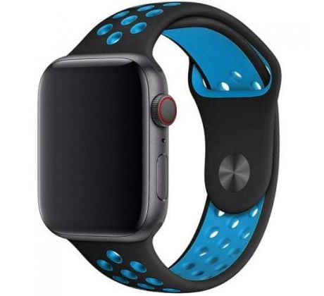 Řemínek pro Apple Watch (42/44/45mm) Sport, black-light blue (velikost L)