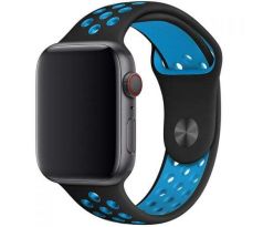 Řemínek pro Apple Watch (38/40/41mm) Sport, black-light blue (velikost L)